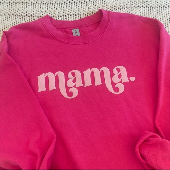 Mama Hot Pink Women’s Long Sleeve Sweatshirt Size Medium - Picture 2 of 4